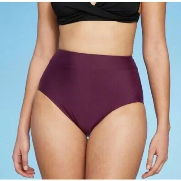 Kona Sol Women's Burgundy Wine High Waist Tummy Control Bottoms AGD03 Sz S NWT - Picture 1 of 14